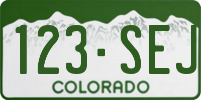 CO license plate 123SEJ
