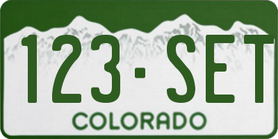 CO license plate 123SET