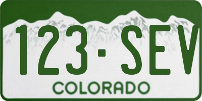 CO license plate 123SEV