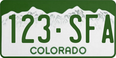 CO license plate 123SFA