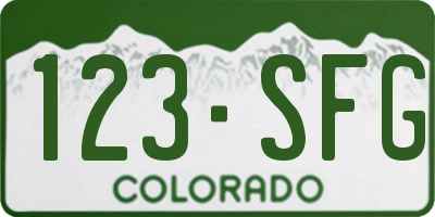 CO license plate 123SFG