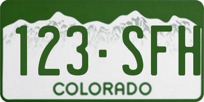 CO license plate 123SFH