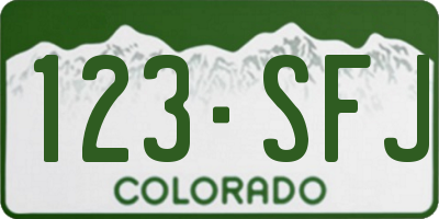 CO license plate 123SFJ