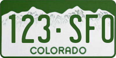CO license plate 123SFO