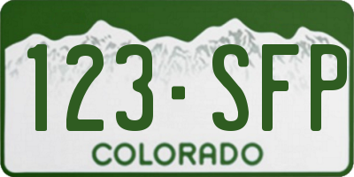 CO license plate 123SFP