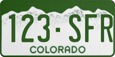 CO license plate 123SFR