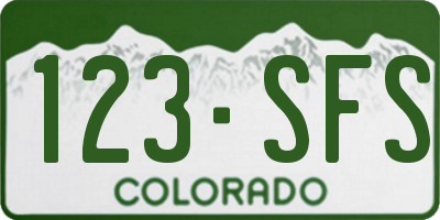 CO license plate 123SFS