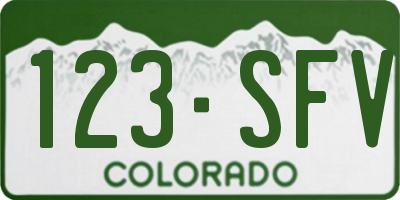 CO license plate 123SFV