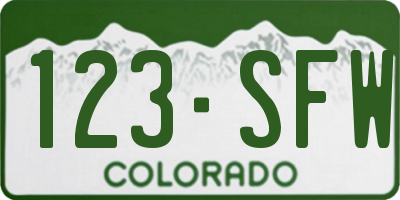 CO license plate 123SFW