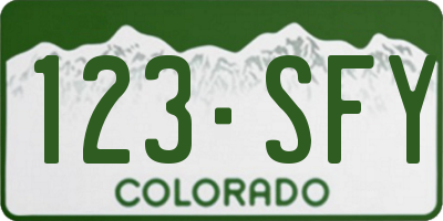 CO license plate 123SFY