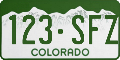 CO license plate 123SFZ