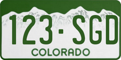 CO license plate 123SGD