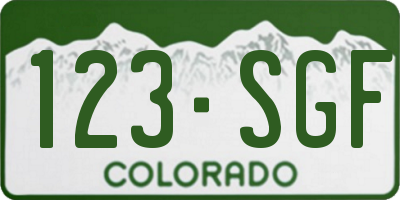 CO license plate 123SGF