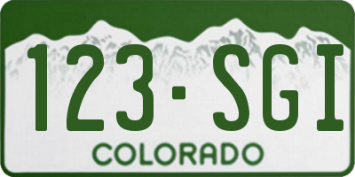 CO license plate 123SGI