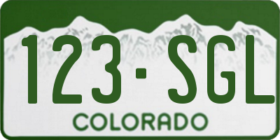 CO license plate 123SGL