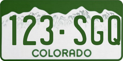 CO license plate 123SGQ
