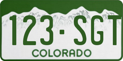 CO license plate 123SGT