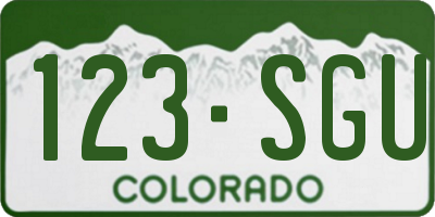CO license plate 123SGU