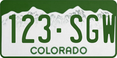CO license plate 123SGW