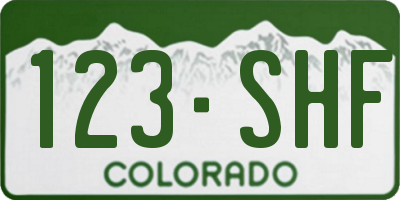 CO license plate 123SHF
