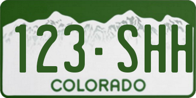 CO license plate 123SHH