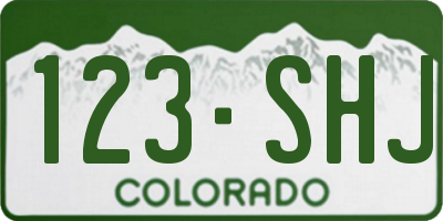 CO license plate 123SHJ