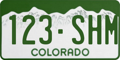 CO license plate 123SHM