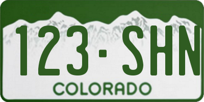 CO license plate 123SHN