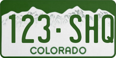 CO license plate 123SHQ