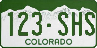 CO license plate 123SHS