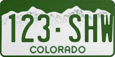 CO license plate 123SHW