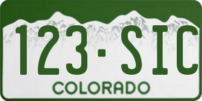 CO license plate 123SIC