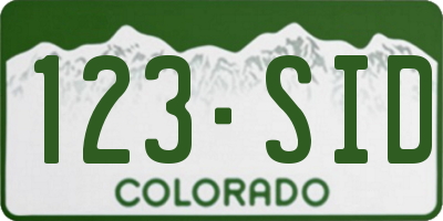 CO license plate 123SID