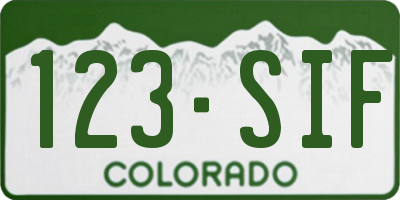 CO license plate 123SIF