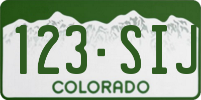 CO license plate 123SIJ