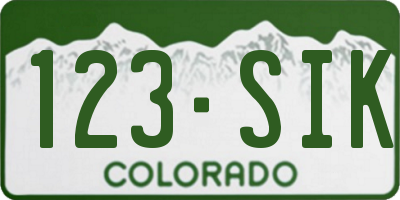 CO license plate 123SIK