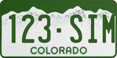 CO license plate 123SIM