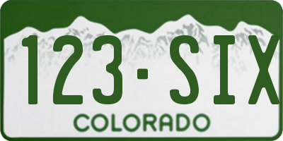 CO license plate 123SIX