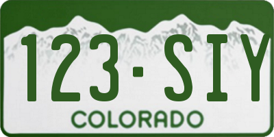 CO license plate 123SIY