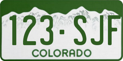 CO license plate 123SJF