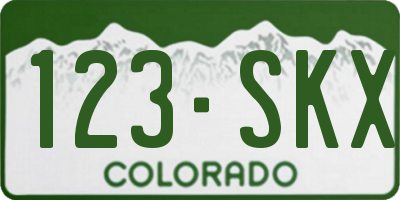 CO license plate 123SKX