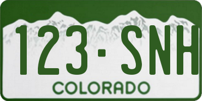CO license plate 123SNH