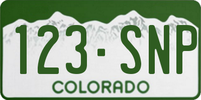 CO license plate 123SNP