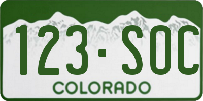 CO license plate 123SOC