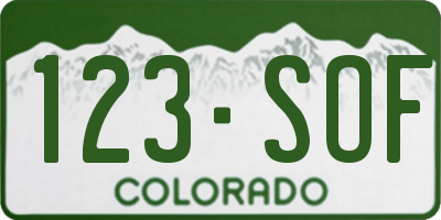 CO license plate 123SOF