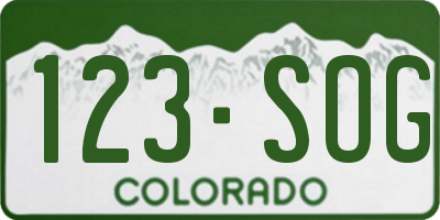 CO license plate 123SOG