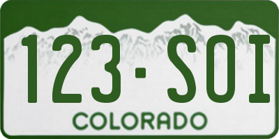 CO license plate 123SOI