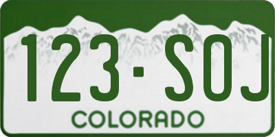 CO license plate 123SOJ