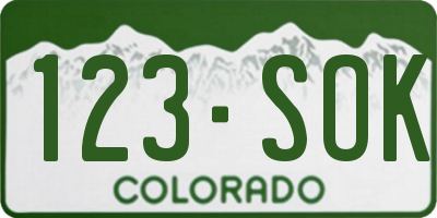 CO license plate 123SOK