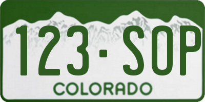 CO license plate 123SOP